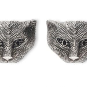 Gucci NEW NIB silver feline cat earrings